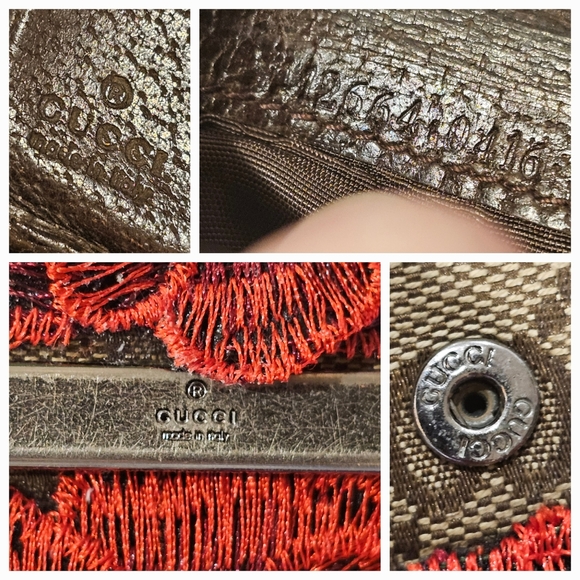 Gucci GG Web Canvas/Leather Trifold Wallet w/Patches & Wristlet Added - Picture 2 of 15